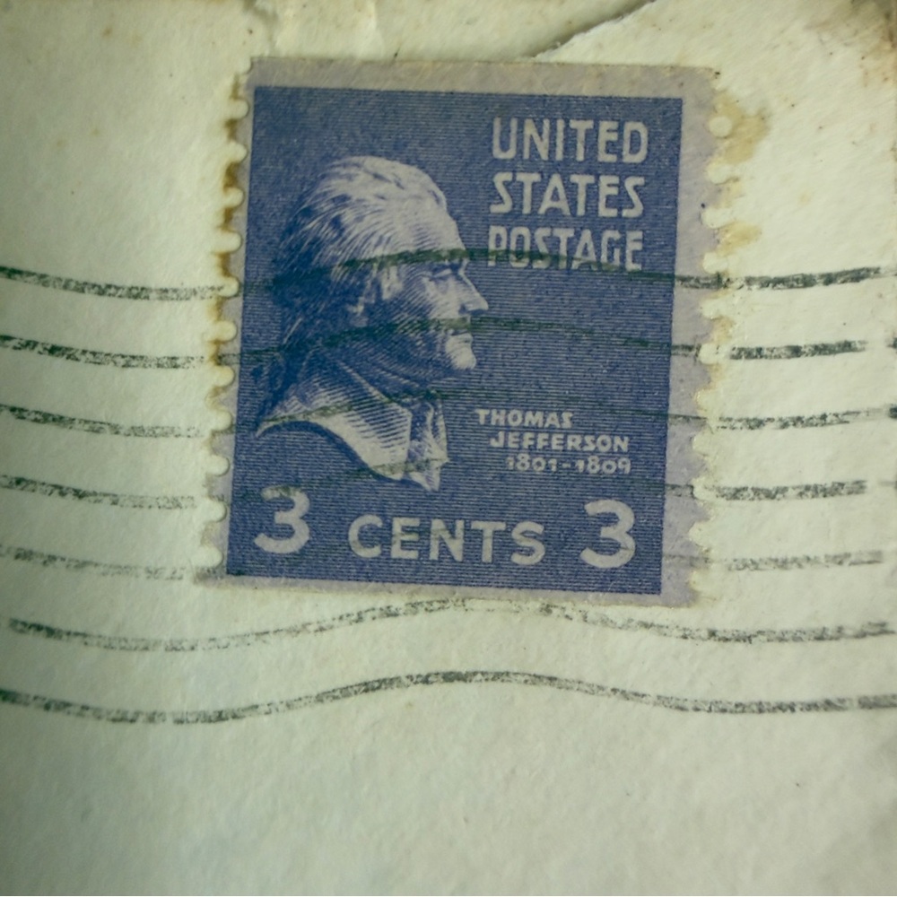 1930's Thomas Jefferson Purple 3 Cents US‎ Postage Stamp Used #C012 - Picture 2 of 3